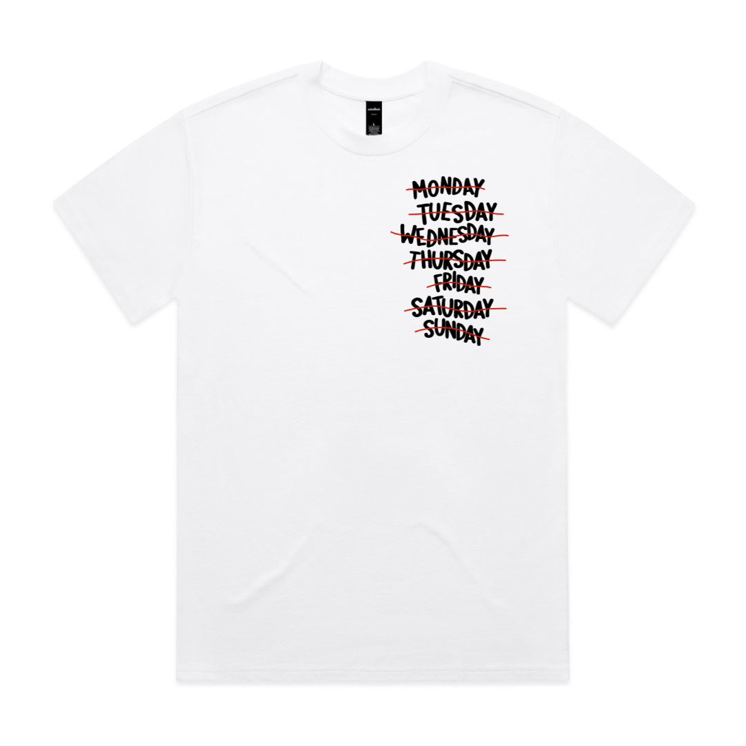I AM NOT FOR THE WEAK 24/7 SHIRT IN WHITE (Black & Red Lettering)