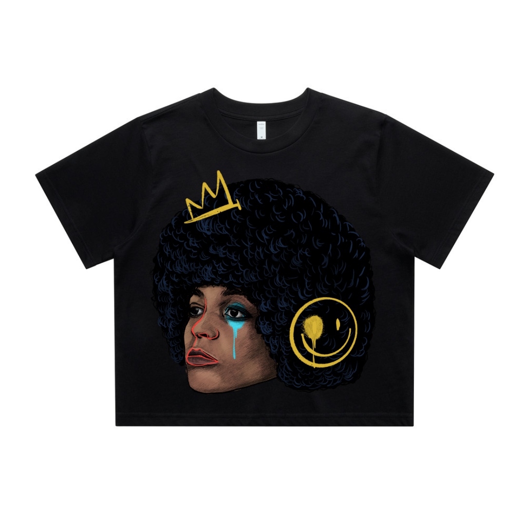 ANGELA DAVIS RELAXED FIT CROP TOP IN BLACK OR WHITE