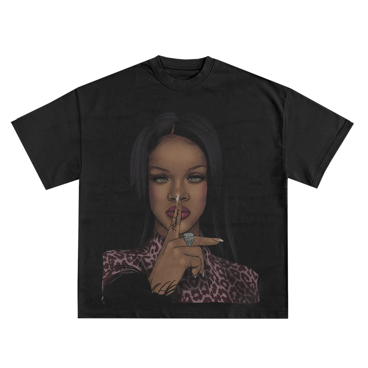 RIHANNA 'SHHH' RELAXED FIT T-SHIRT IN BLACK OR WHITE