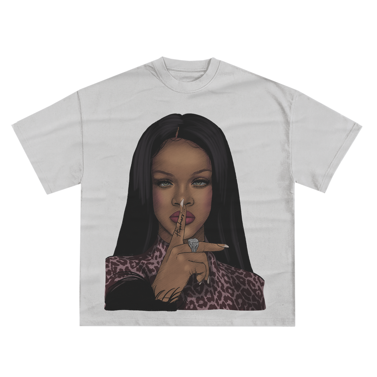 RIHANNA 'SHHH' RELAXED FIT T-SHIRT IN BLACK OR WHITE