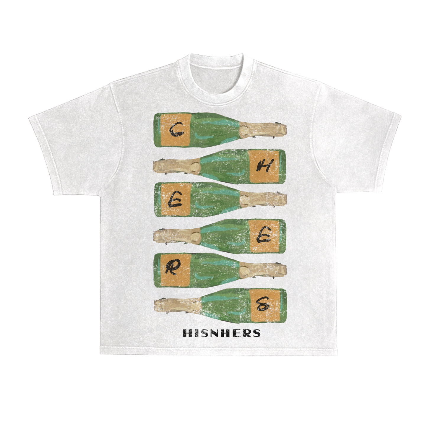 CHAMPAGNE 'CHEERS' RELAXED FIT T-SHIRT IN BLACK OR WHITE