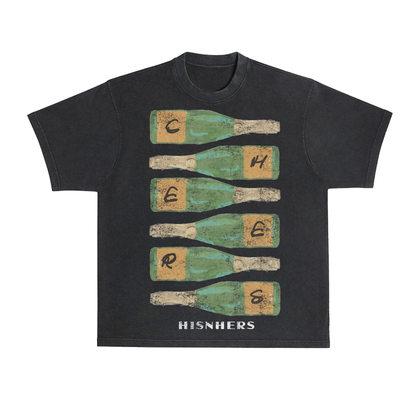 CHAMPAGNE 'CHEERS' RELAXED FIT T-SHIRT IN BLACK OR WHITE