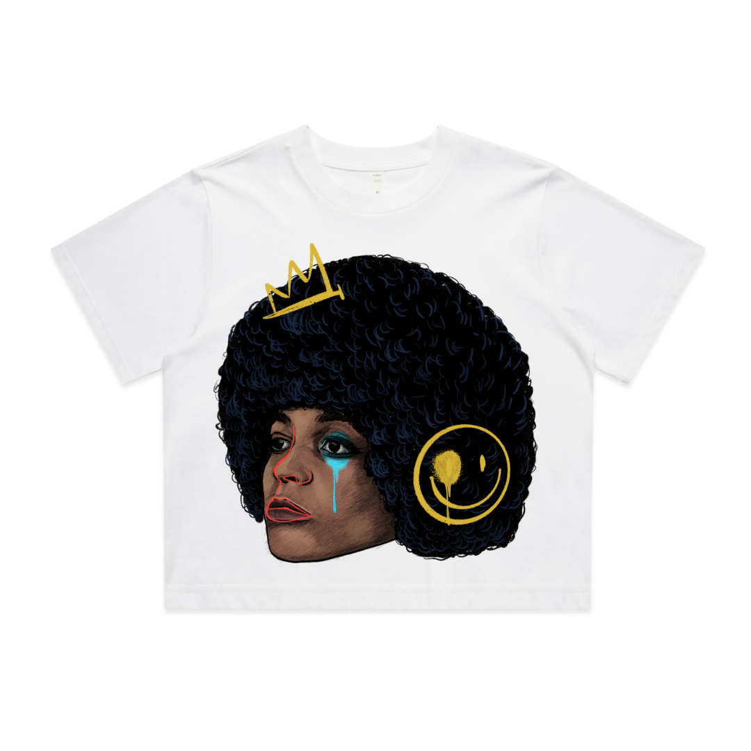 ANGELA DAVIS RELAXED FIT CROP TOP IN BLACK OR WHITE