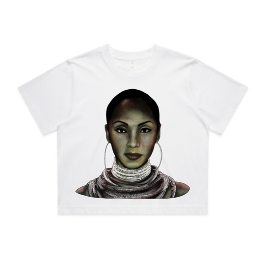 SADE 'SOLDIER OF LOVE' RELAXED FIT CROP TOP IN WHITE