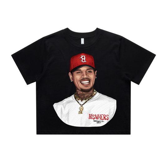 CHRIS BROWN RELAXED FIT CROP TOP IN BLACK OR WHITE