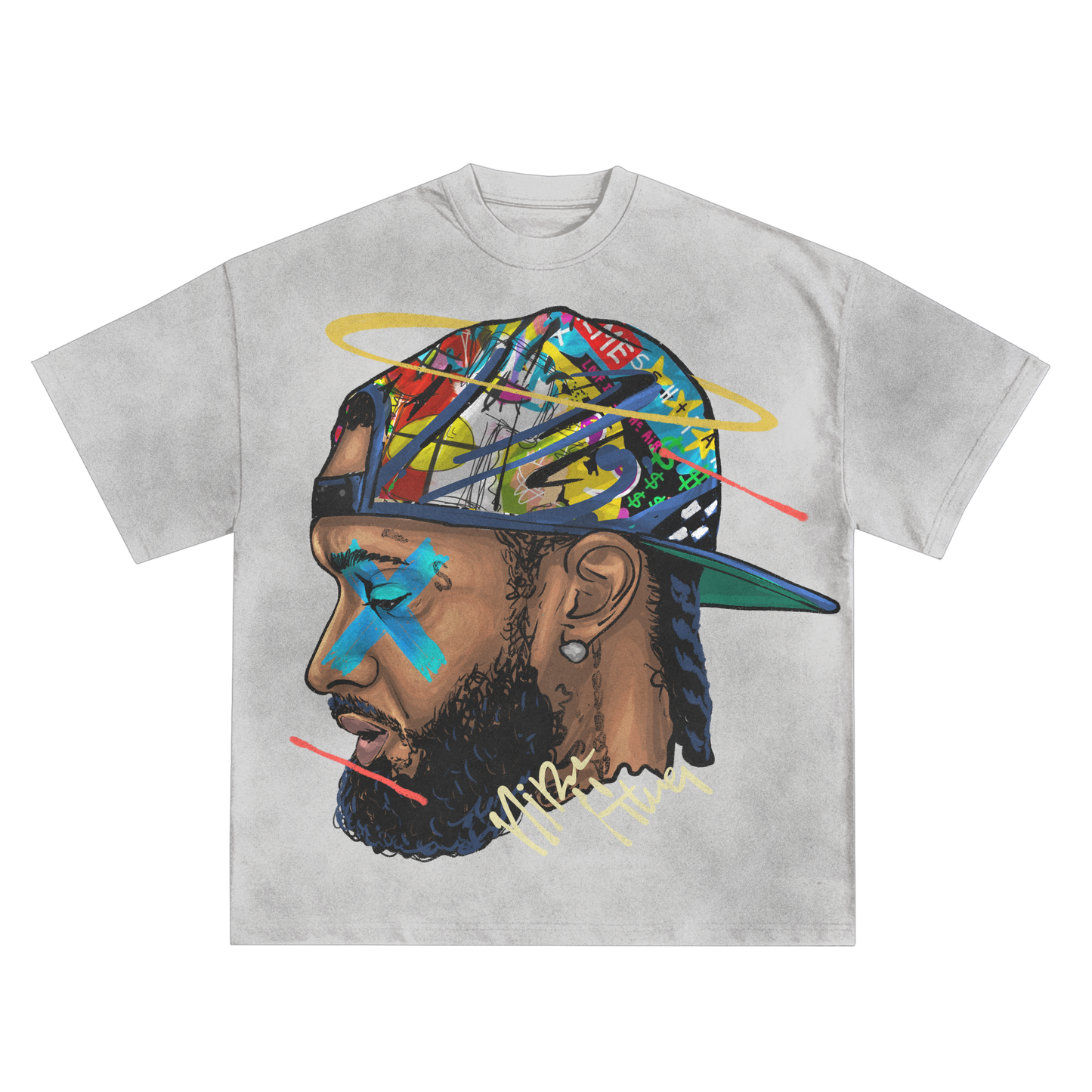 Nipsey Hussle Halo Oversized Shirt in Black or White