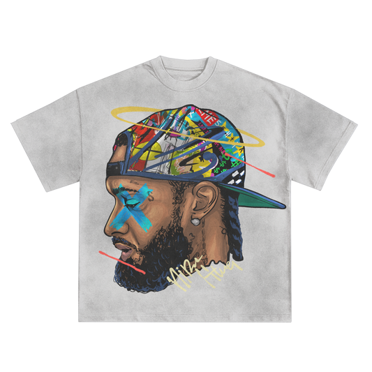 Nipsey Hussle Halo Oversized Shirt in Black or White