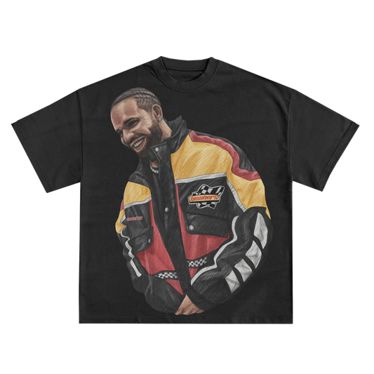 DRAKE 'RACE JACKET' OVERSIZED T-SHIRT IN BLACK OR WHITE