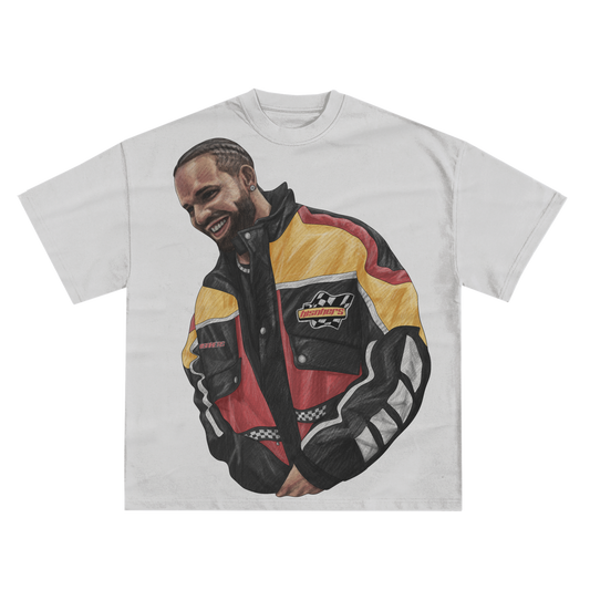 DRAKE 'RACE JACKET' OVERSIZED T-SHIRT IN BLACK OR WHITE