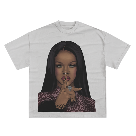 RIHANNA 'SHHH' RELAXED FIT T-SHIRT IN BLACK OR WHITE