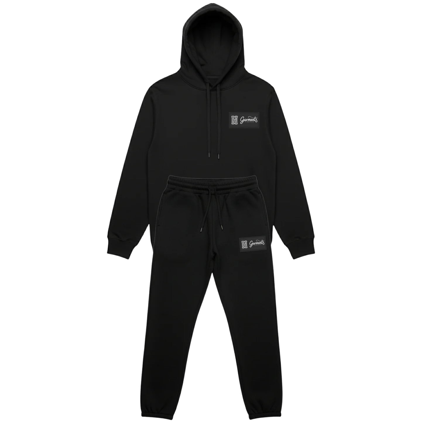 GARMENTS BY HISNHERS REGULAR FIT HOODIE/JOOGER SET IN BLACK